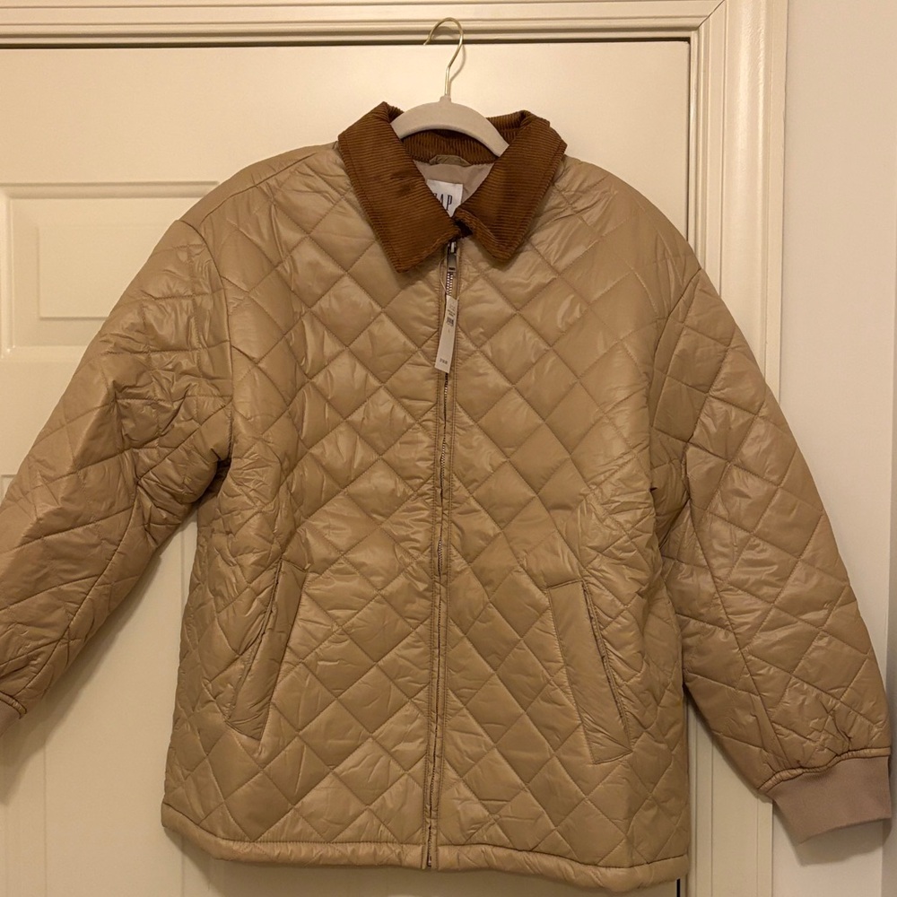 GAP Golden Khaki Brown Relaxed Quilted Nylon Jacket/NWT/L - Picture 13 of 14